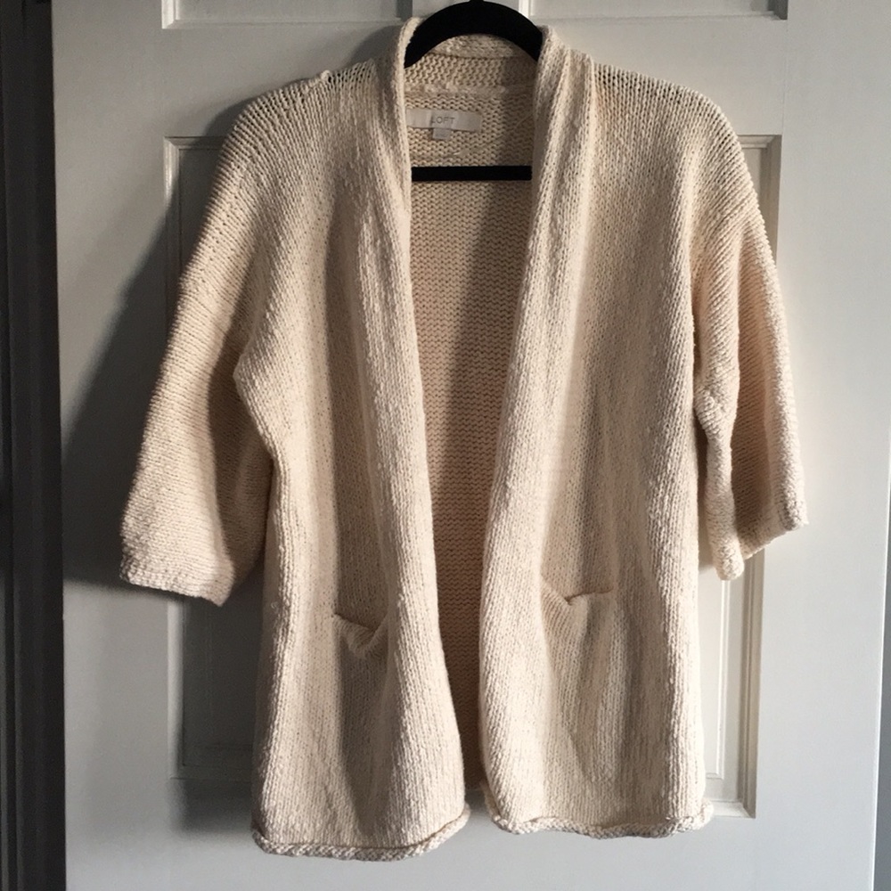 LOFT Cream Colored Cotton Cardigan